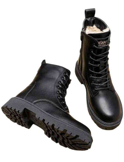 Andrea™ - Schwarze Winterstiefel aus Leder