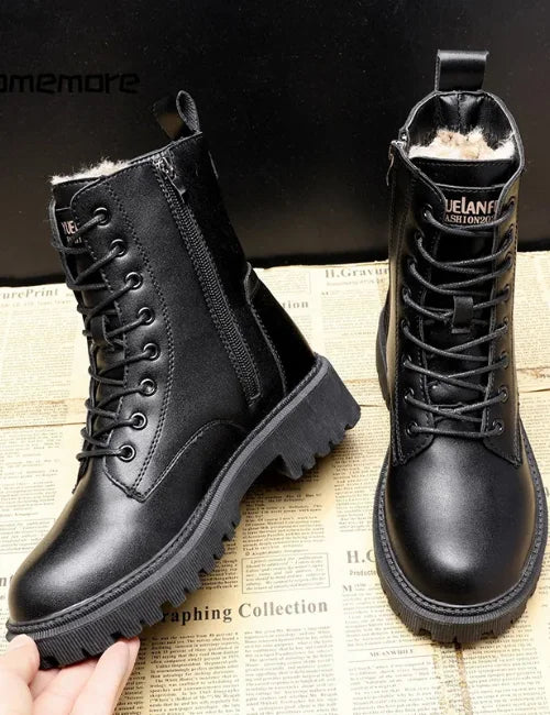 Andrea™ - Schwarze Winterstiefel aus Leder