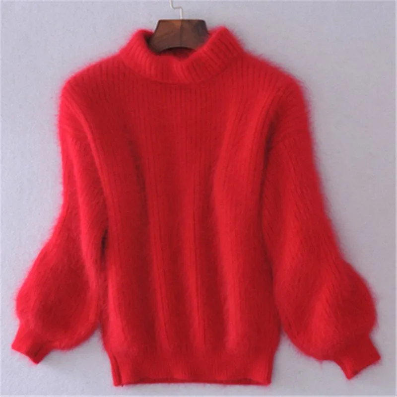 Lucia - Lockerer einfarbiger Strickpullover - Vintage Angorapullover