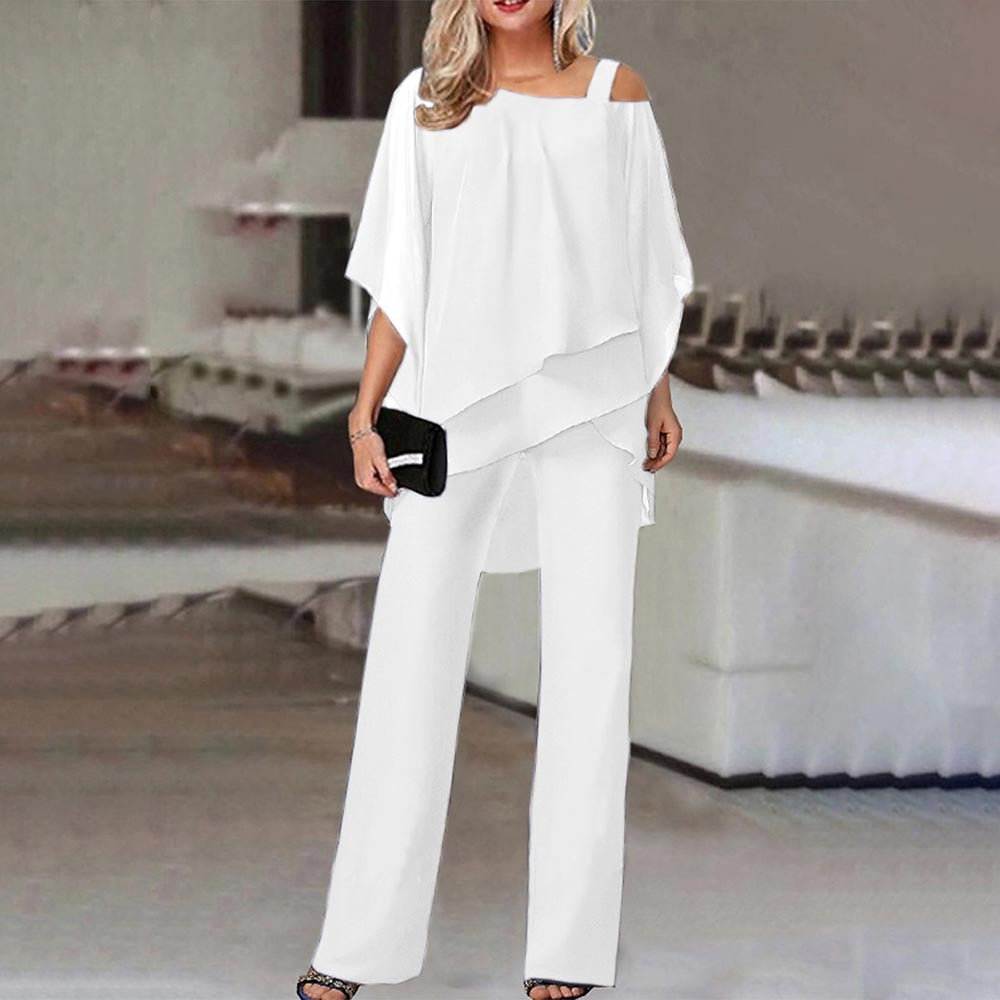 Damen Zweiteiler Satz| Eleganter Zweiteiler mit Cold Shoulder