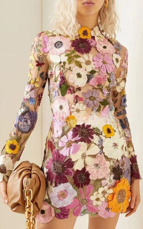 Blumen langarm Kleid