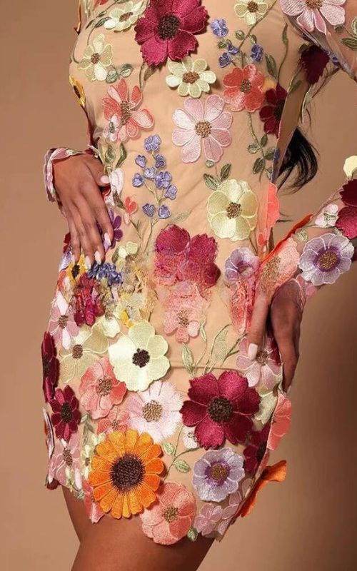 Blumen langarm Kleid