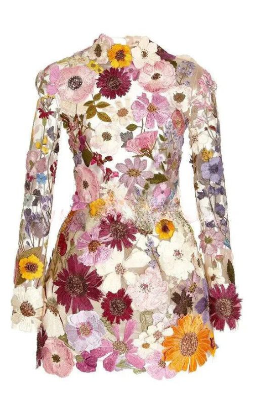 Blumen langarm Kleid