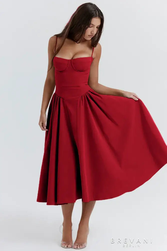 RUBY - ÄRMELLOSES CORSETT MIDI KLEID