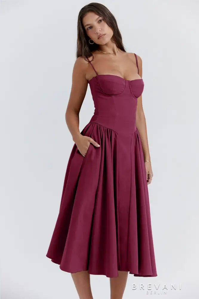 RUBY - ÄRMELLOSES CORSETT MIDI KLEID