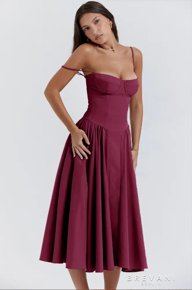 RUBY - ÄRMELLOSES CORSETT MIDI KLEID