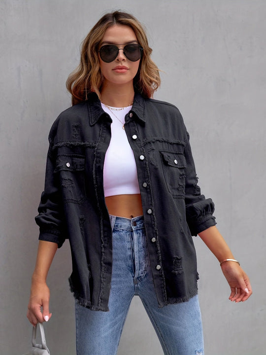 Judy - Ripped Oversized Denimjacket