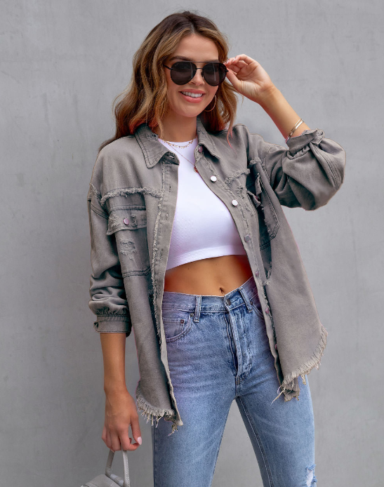 Judy - Ripped Oversized Denimjacket